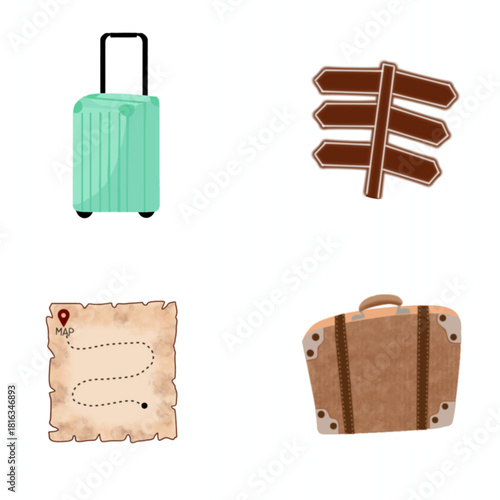 Minimalist Vector Travel Icons for Vacation, Adventure, and Journey Design