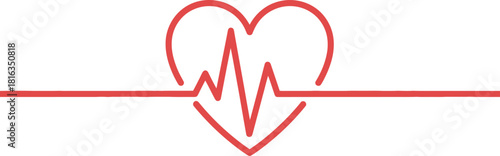 Red heartbeat line forming a heart shape, symbolizing health and life