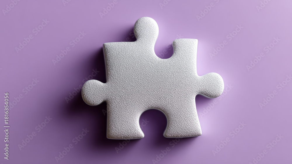 Obraz premium Single puzzle piece on a lavender background.