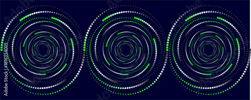Abstract dynamic wireframe tunnel on green background. Futuristic 3D portal. Futuristic particle flow. 3d rendering.