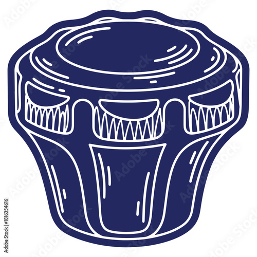 Stylized Shot Glass Illustration with Detailed Line Work and Solid Color Fill Design for Graphic Projects