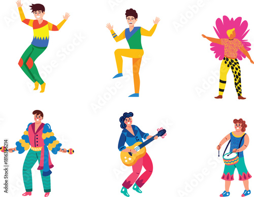 set of funny cartoon superhero