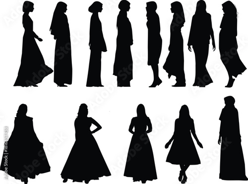 silhouettes of women in dresses