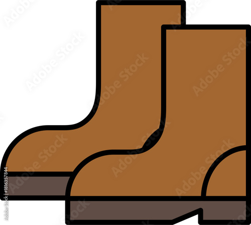 Pair of Brown Leather Work Boots Color Icon