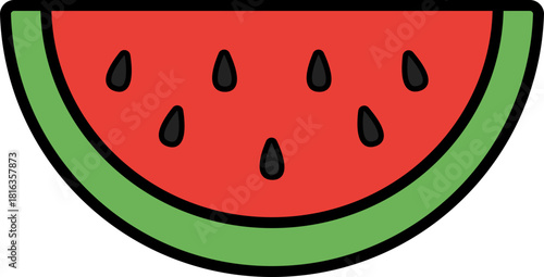 Slice of Watermelon Fruit with Seeds Color Icon