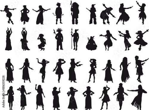 vector silhouettes of american people