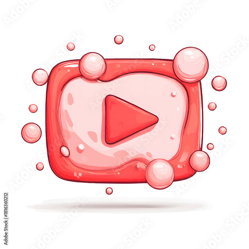 Vibrant cartoon play button icon with bubble design for engaging social media promotion and dynamic content creation perfect for digital marketing campaigns