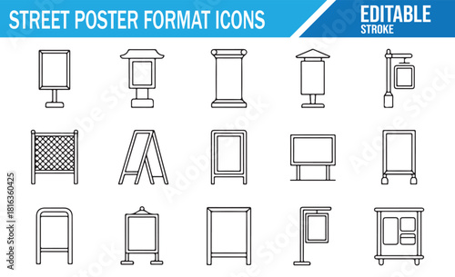 Set of street promotional signage and poster holders