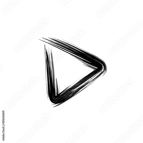 Dynamic brushstroke play icon for modern media projects and innovative app designs, adds an artistic flair to your digital content with bold expression