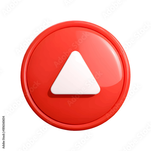 Vibrant red upward arrow button for modern user interface designs and intuitive navigation, perfect for websites, apps, and marketing materials