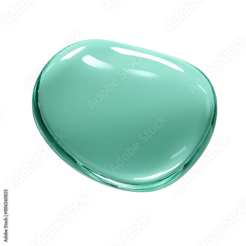Stunning turquoise glass pebble with smooth, rounded edges and subtle reflections, perfect for minimalist designs or product mockups in vibrant colors