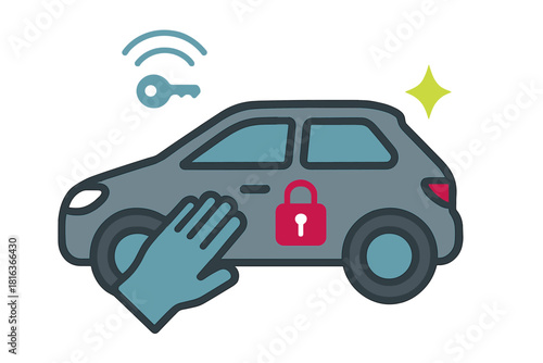 Hand locking car door using keyless entry system and wireless security signal