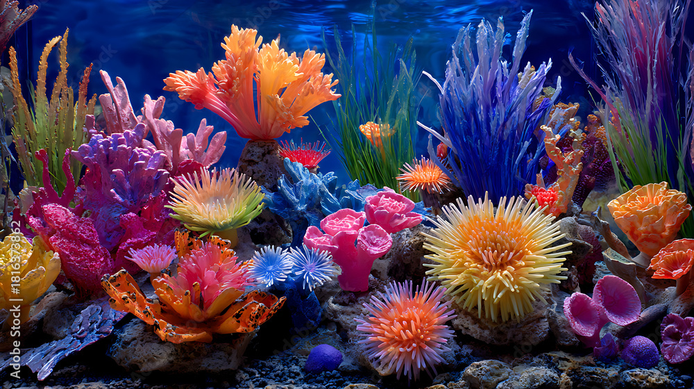 Obraz premium Vivid Underwater Flora Display coral reef