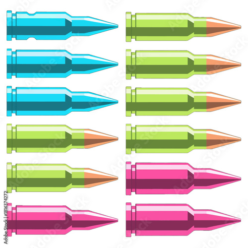 Colorful Isolated Bullet Illustrations in Bright Shades