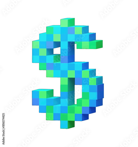Colorful Pixelated Dollar Sign Icon