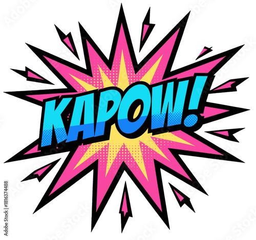 Comic Explosion with Colorful "KAPOW!" Text