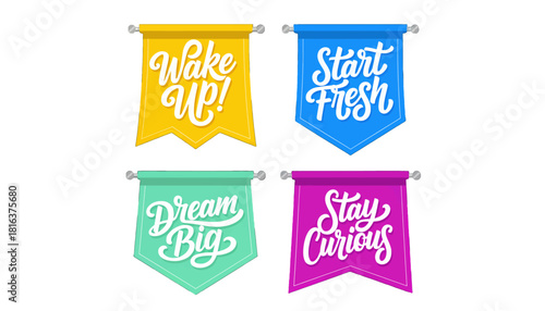 Four Colorful Banners with Inspirational Phrases