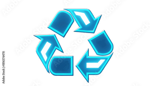 Free Download Glowing Blue Recycle Symbol with Neon Design - GFXLoad