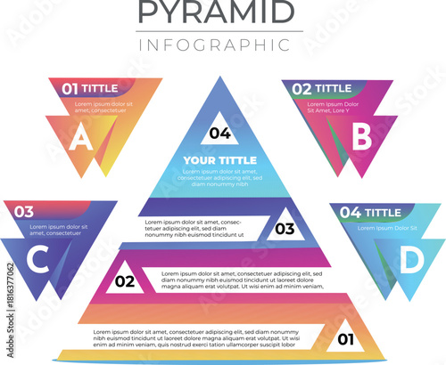 Pyramid Chart Infographic Elegant Modern Geometric Shapes Vector Design