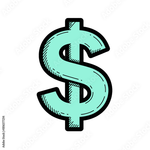 Light Green Dollar Sign with Bold Outline