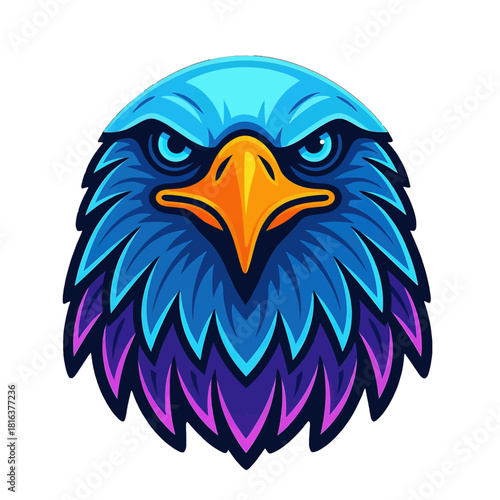Majestic Eagle Head in Blue and Purple Gradient