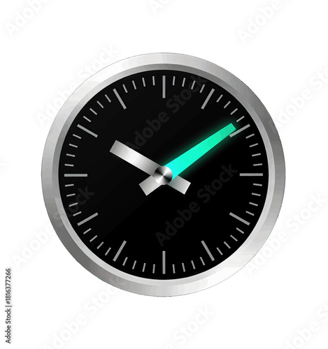 Minimalist Clock with Glowing Green Second Hand