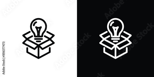 Abstract Lightbulb Box Icon Idea Innovation Concept On Transparent Background