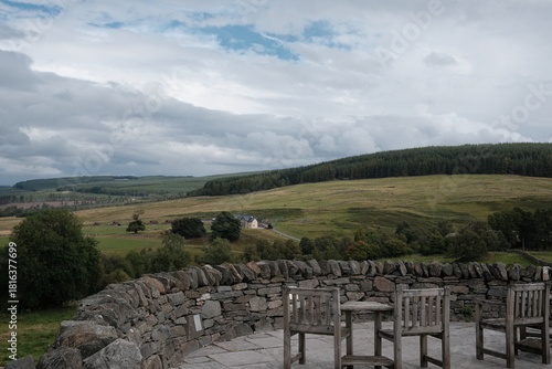 view from the stone wall bench on the hill