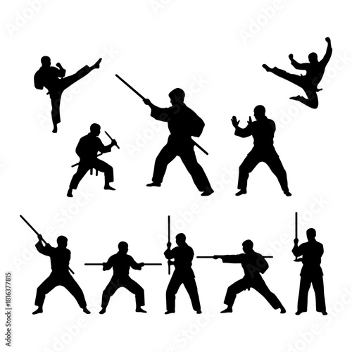 silhouette pack of kun fu fighting