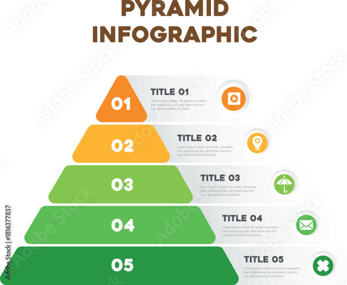Pyramid Infographic Elegant Flat Geometric Layout Vector Design