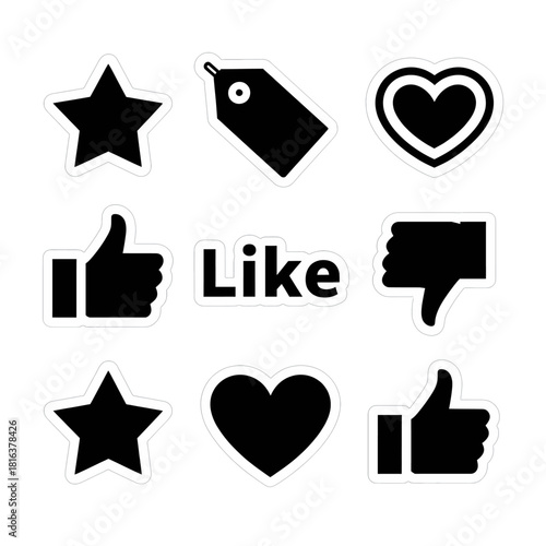 Social Media Icons Set for Likes and Reactions
