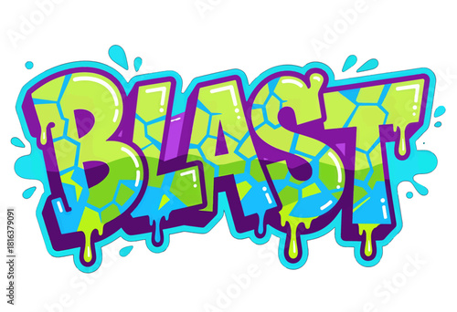 Vibrant Graffiti Text with Bold Colors and Dripping Effect