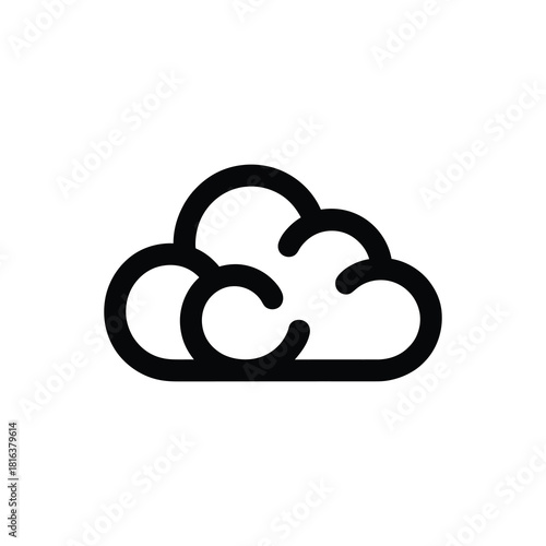 Cloud Shape Logo Template, Cloudy Weather Icon, Outline on Transparent Background