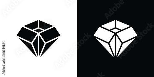 Geometric Diamond Shape Isolated On White and Black Background