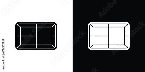 Modern Rectangle Shape with Compartments and Rounded Corners in Inverted Colors