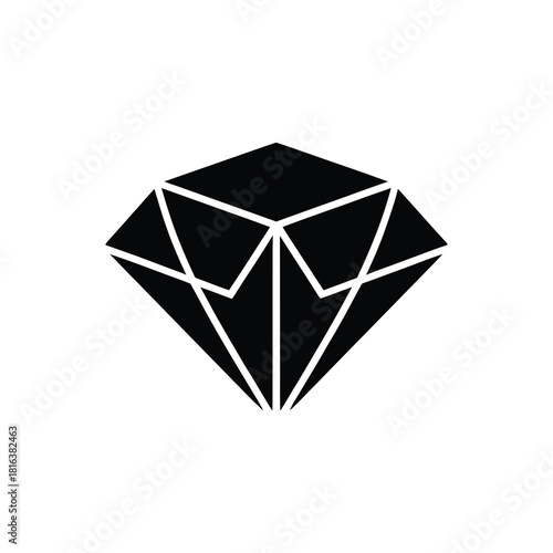 Shiny Diamond Gemstone Icon with Transparent Background in Minimalist Style Design