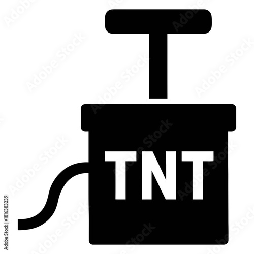 TNT detonator plunger icon explosive device silhouette danger warning symbol