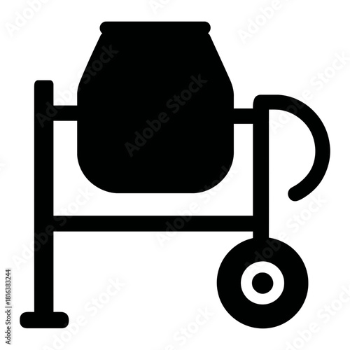Concrete mixer icon construction cement machine silhouette building tool