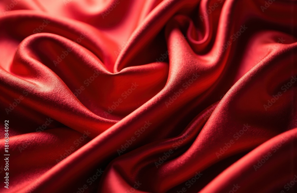 Obraz premium Luxurious red silk fabric draped in flowing folds with rich soft highlights