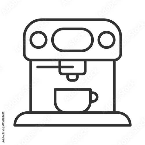 Coffee machine icon in line design. coffee machine, espresso maker, drink maker, kitchen appliance, home brewing on white background vector. coffee machine editable stroke icon