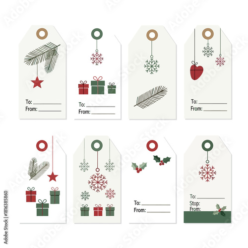 Charming Christmas gift tags with festive holiday illustrations for joyful seasonal gifting and heartwarming personal touches to presents
