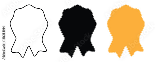 Collection of award ribbon shapes with textured edges, 