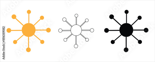 Radial network connection icons set,