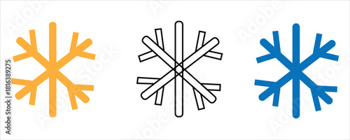 Collection of three stylized snowflake
