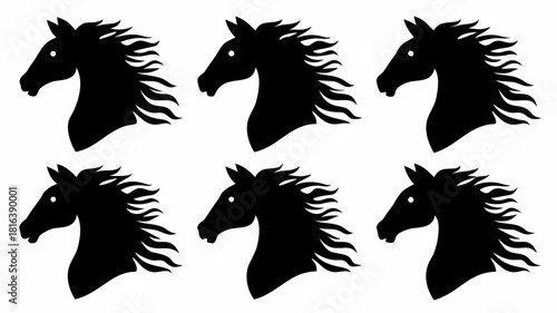 Stunning Silhouette of Majestic Horses: A Powerful Symbol of Freedom and Grace, Ideal for Equine-Themed Designs and Artistic Projects