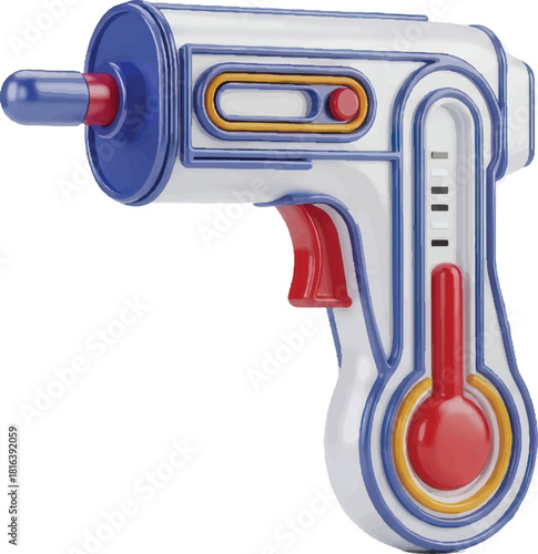 Futuristic Digital Thermometer Gun with Stylized Design.