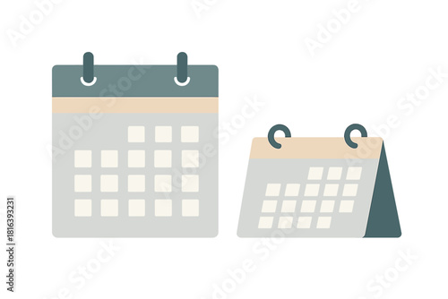 Minimalist calendar icons showing wall and desk versions for scheduling and time management