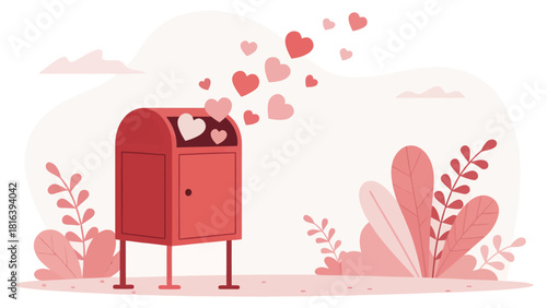 Express your love with this charming mailbox bursting with hearts, perfect for Valentine's Day designs