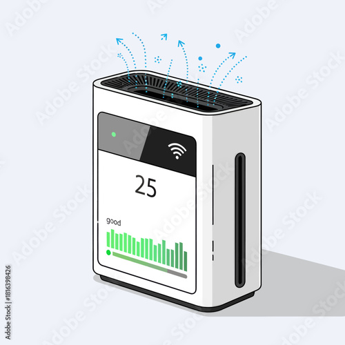 Breathe easier with this modern air purifier featuring real-time air quality monitoring for a healthier, cleaner, fresher home environment indoors today