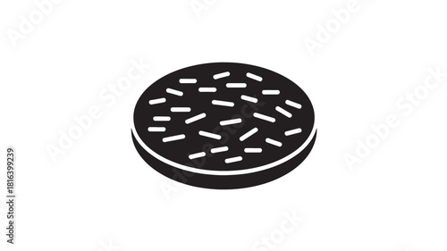 Black and white petri dish illustration simple glyph vector design isolated on white background